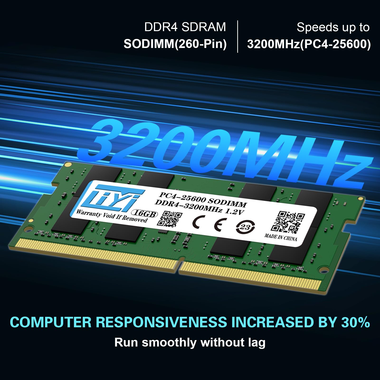 LIYI Kit DDR4 32GB RAM (2x16GB) DRAM 3200MHz PC4-25600 CL22